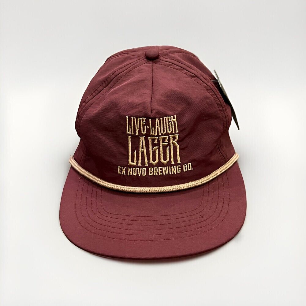 Brist Mens Maroon Live Laugh Lager Ex Novo Brewing Co Rope SnapBack Hat Cap NWT